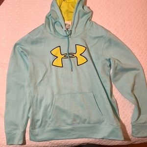 Under armor hooded sweatshirt teal and yellow gold condition